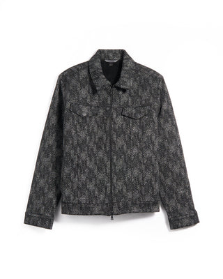 John Varvatos Variegated Herringbone Fleece Lined Jacket Black 6059