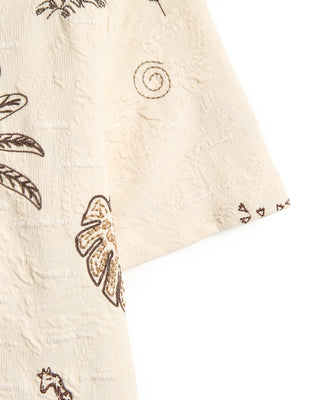 John Varvatos Beeston Ss Embroidered Camp Shirt Ivory 8 10471
