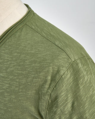 John Varvatos Miles Slub V Neck T Shirt Olive 1651