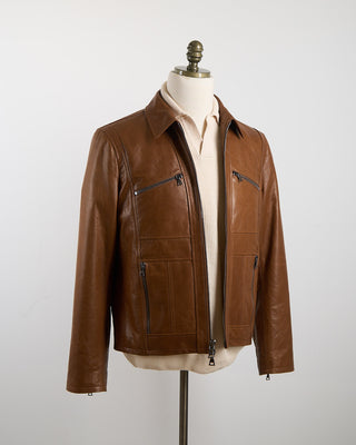 John Varvatos Barrow Leather Jacket Hazel 1193