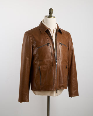 John Varvatos Barrow Leather Jacket Hazel 1195