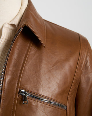 John Varvatos Barrow Leather Jacket Hazel 1201