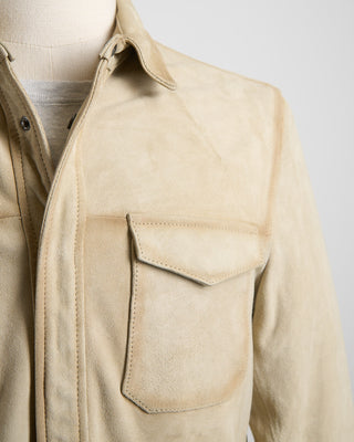 John Varvatos Izzy Leather Shirt Jacket Tan 1217