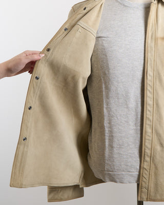John Varvatos Izzy Leather Shirt Jacket Tan 1218