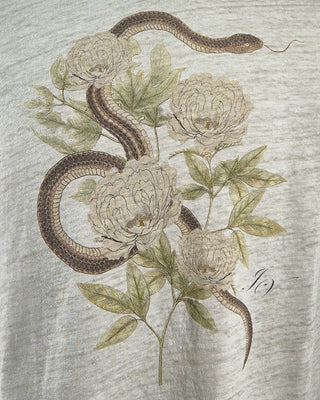 John Varvatos Snake  Floral Print T Shirt Grey 1670