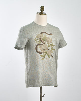 John Varvatos Snake  Floral Print T Shirt Grey 1672