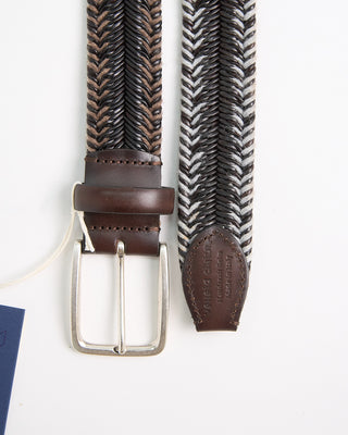 Veneta Cinture Leather And Cotton Stretch Belt Brown 1