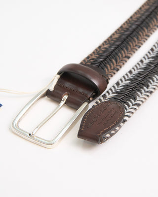 Veneta Cinture Leather And Cotton Stretch Belt Brown 1 1