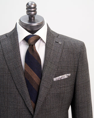 Tagliatore Extrafine Wool Black And Grey Check Suit Grey  Black  1