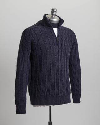 Phil Petter Quarter Zip High Texture Sweater Gunmetal 