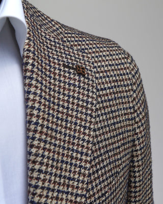 Tagliatore Super Soft Navy And Bordeaux Houndstooth Sport Jacket Navy  4