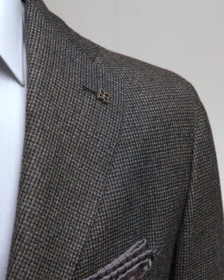 Tagliatore Black Brown And Grey Mini Houndstooth Soft Suit Grey  Black  2