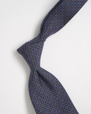 Robert Keyte Silk Geometric Mini Floral Pattern Tie Navy 962