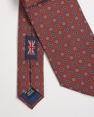Robert Keyte Silk Floral Pattern Tie Rust 976