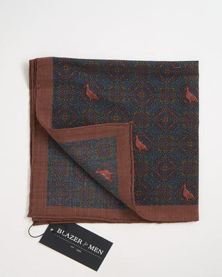Robert Keyte Artistic Medallion Pattern Pocket Square Coffee 922