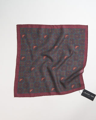 Robert Keyte Artistic Medallion Pattern Pocket Square Burgundy 917