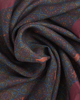 Robert Keyte Artistic Medallion Pattern Pocket Square Burgundy 918