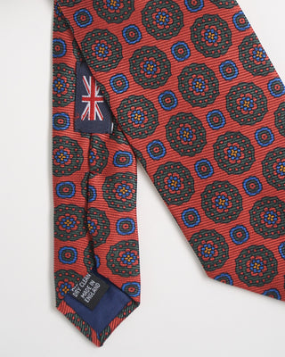 Robert Keyte Silk Medallion Pattern Tie Red 937