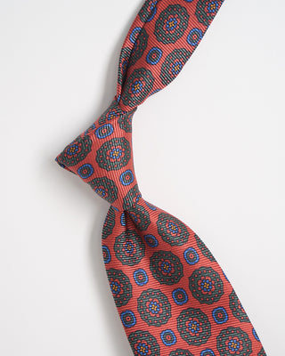 Robert Keyte Silk Medallion Pattern Tie Red 938