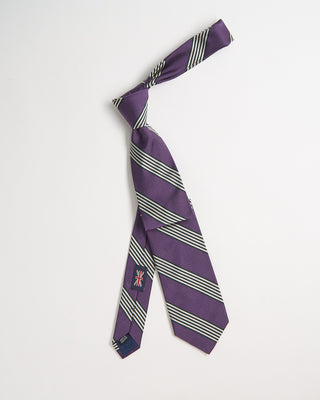 Robert Keyte Silk Stripe Tie Purple 984