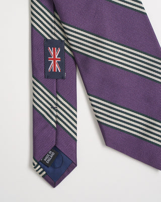 Robert Keyte Silk Stripe Tie Purple 985