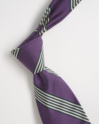 Robert Keyte Silk Stripe Tie Purple 986