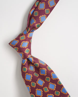 Robert Keyte Silk Mirror Pattern Tie Burgundy 983