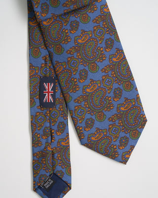 Robert Keyte Silk Paisley Pattern Tie Blue 1027