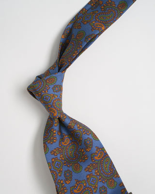 Robert Keyte Silk Paisley Pattern Tie Blue 1028