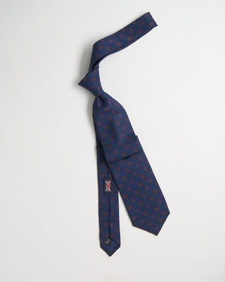Robert Keyte Silk Mini Floral Pattern Tie Navy 1029