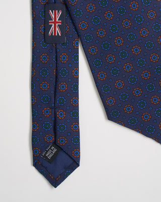 Robert Keyte Silk Mini Floral Pattern Tie Navy 1030