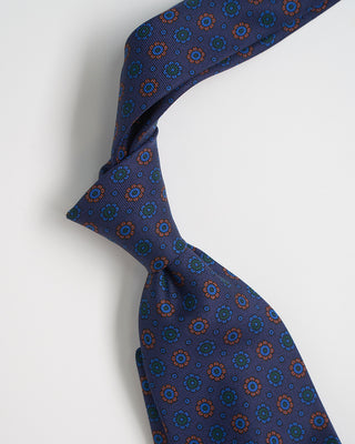 Robert Keyte Silk Mini Floral Pattern Tie Navy 1031