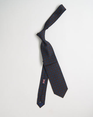 Robert Keyte Silk Mini Floral Pattern Tie Brown 1032