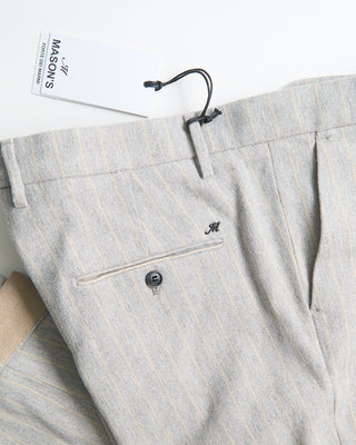 Masons Boston Relaxed Silhouette Stripe Brushed Twill Casual Pants Grey  Tan 0 1