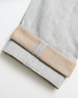 Masons Boston Relaxed Silhouette Stripe Brushed Twill Casual Pants Grey  Tan 0 2