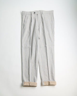 Masons Boston Relaxed Silhouette Stripe Brushed Twill Casual Pants Grey  Tan 0 6