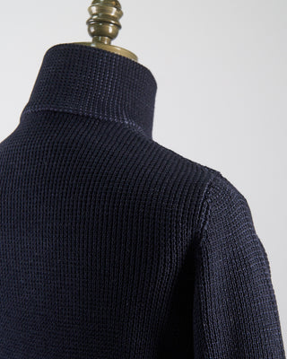 Phil Petter Quarter Zip Waffleknit Alpine Sweater Navy 1864
