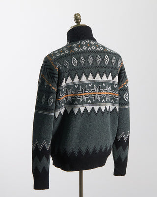 Phil Petter Quarter Zip Après Ski Fairisle Sweater Green 1853