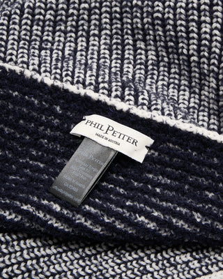 Phil Petter Two Tone Royal Stitch Knit Scarf Navy 2 5643