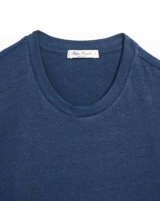 Stefan Brandt Enno Blue Heathered Linen T Shirt Blue 5 6471