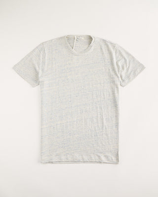 Stefan Brandt Enno Blue  Ivory Heathered Linen T Shirt Ecru 1 1901