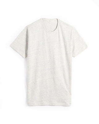Stefan Brandt Enno Blue  Ivory Heathered Linen T Shirt Ecru 2 6564