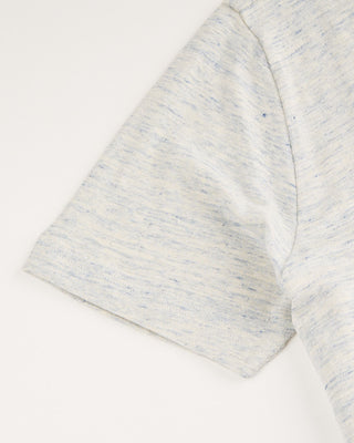 Stefan Brandt Enno Blue  Ivory Heathered Linen T Shirt Ecru 3 1899