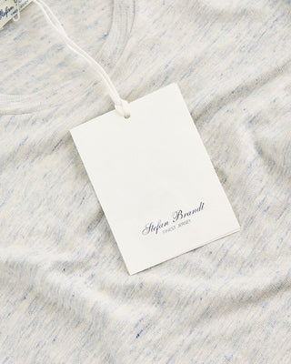 Stefan Brandt Enno Blue  Ivory Heathered Linen T Shirt Ecru 4 1898