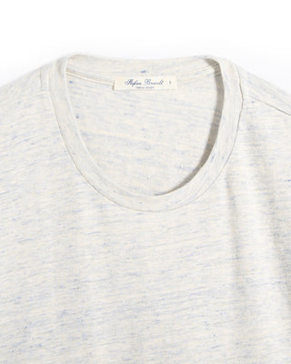 Stefan Brandt Enno Blue  Ivory Heathered Linen T Shirt Ecru 4 6566
