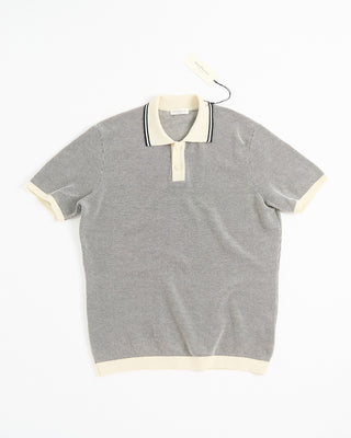 Phil Petter Waffle Knit Tipped Polo Cream 1