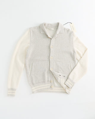 Phil Petter Marled Two Tone Knit Cardigan Ivory 