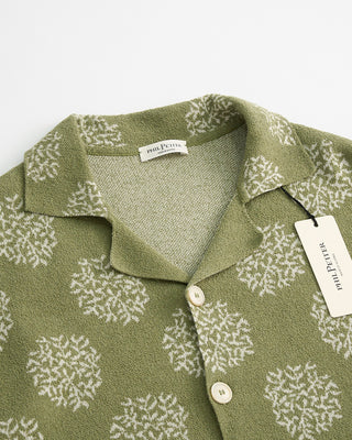 Phil Petter Floral Burst Knit Terry Boucle Short Sleeve Shirt Moss  3
