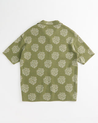 Phil Petter Floral Burst Knit Terry Boucle Short Sleeve Shirt Moss  4