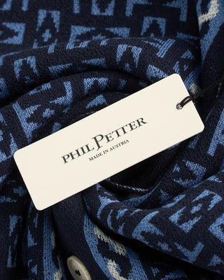 Phil Petter Geometric Knit Terry Boucle Short Sleeve Shirt Blue  6
